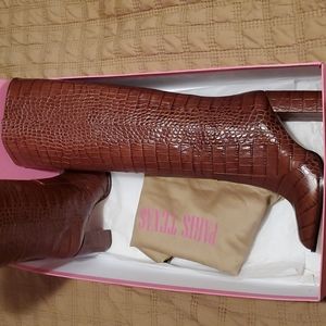 NEW Paris Texas- Leather Knee High Boot (Crocodile Print)